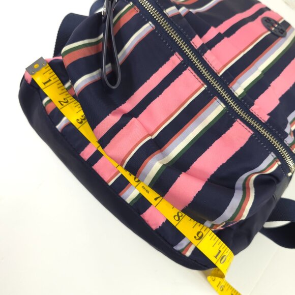 TORY BURCH TILDA STRIPED NYLON MEDIUM BACKPACK WITH ZIP CLOSURE NAVY BLUE PINK.. - Picture 15 of 16